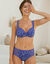 Maxislip in katoen en kant met boeketjesprint Coria - set van 2 (blauw)