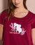 Chemise de nuit courte à manches courtes, imprimé koala (cerise)