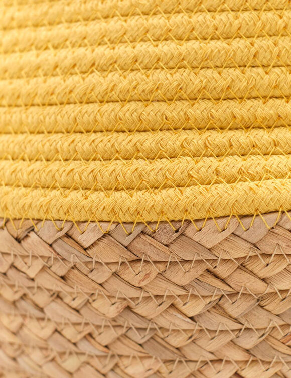 Panier bicolore rond corde coton (curry)