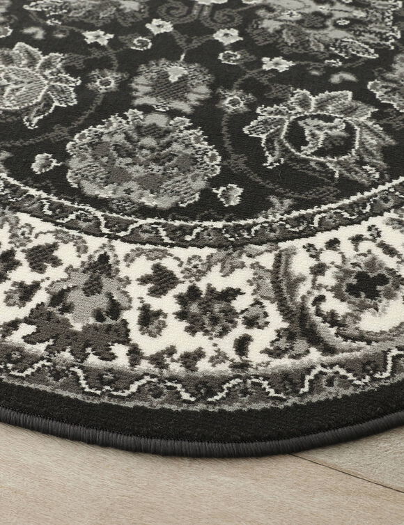 Tapis rond motifs perse (gris anthracite)