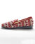 Gesloten pantoffels met winterse print en nepbontvoering (bordeaux)