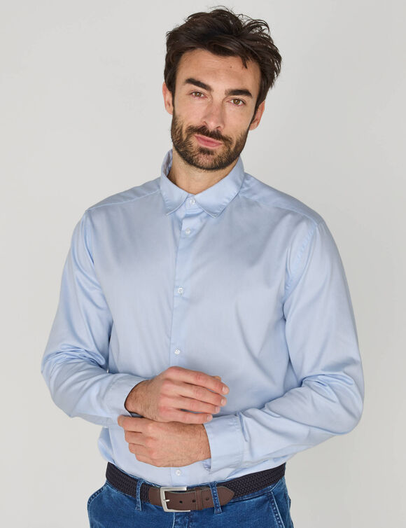 Overhemd van 100% katoen twill, onderhoudsvriendelijk (hemelsblauw)