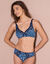Soutien-gorge forme crois&eacute;e imprim&eacute; fleuri brod&eacute; Olbia - sans armatures (bleu)