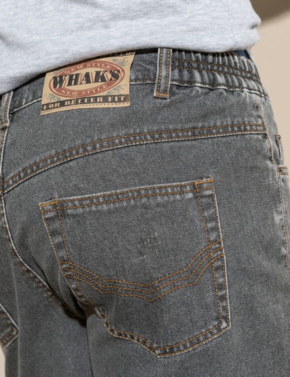 Denim short met elastische zijkanten (grijs)