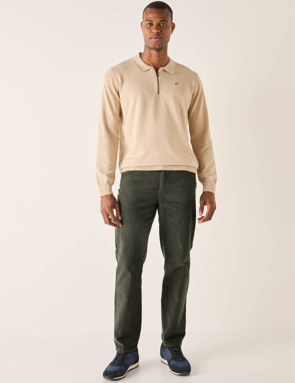 Pantalon 5 poches velours fines c&ocirc;tes &eacute;lastiqu&eacute; c&ocirc;t&eacute;s (vert gris&eacute;)