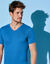 T-shirt met V-hals - herenondergoed, set van 3 (blauw)