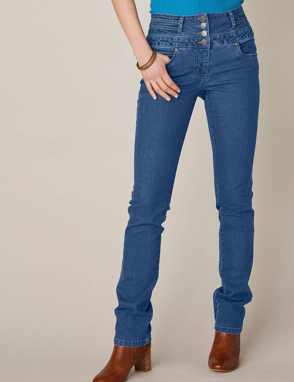 Jean droit taille haute - petite stature (stone)