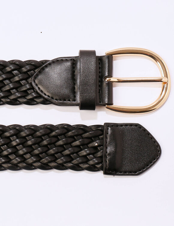 Ceinture tress&eacute;e boucle ovale (noir)