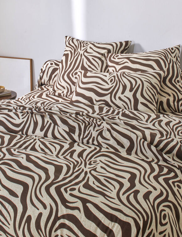 Linge de lit Z&egrave;bre imprim&eacute; - coton 52 fils/cm&sup2; (chocolat)