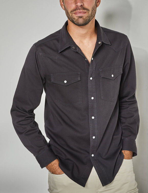 'Western' hemd in jeans (antraciet)