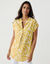 Tunique imprim&eacute;e, manches &agrave; revers (jaune / blanc)