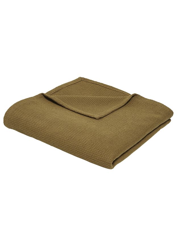 Jeté de canapé ou plaid uni nid d’abeille - coton (bronze)