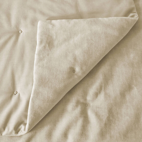 Omkeerbaar, gewatteerd bedsprei van twee materialen &ndash; fluweel 100 g/m&sup2; en gewassen katoen 57 draden/cm&sup2; (beige)