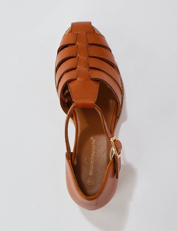 Sandales en cuir plates (caramel)