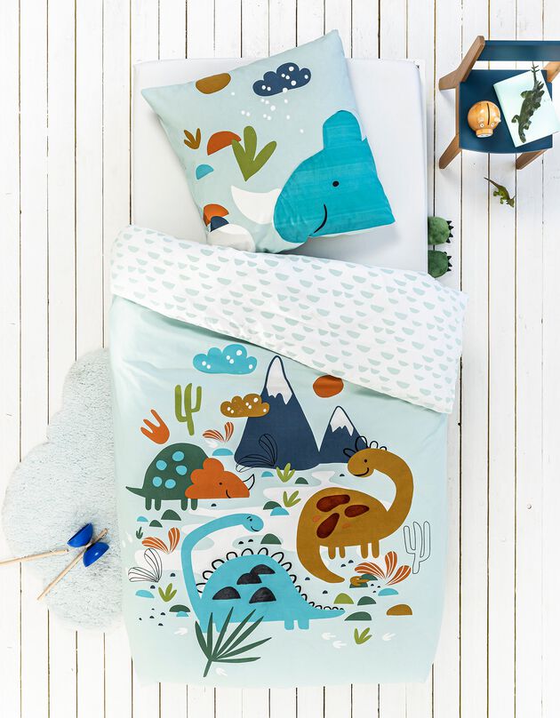 Parure de lit Dinosaure relief - coton (bleu)
