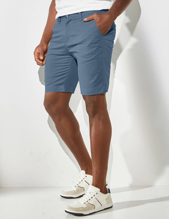 Bermuda chino arrondi sous le ventre (bleu gris&eacute;)