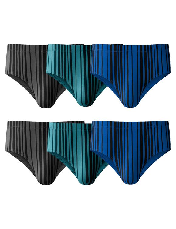 Slip ferm&eacute; taille haute imprim&eacute; - lot de 6  (gris + bleu + vert)