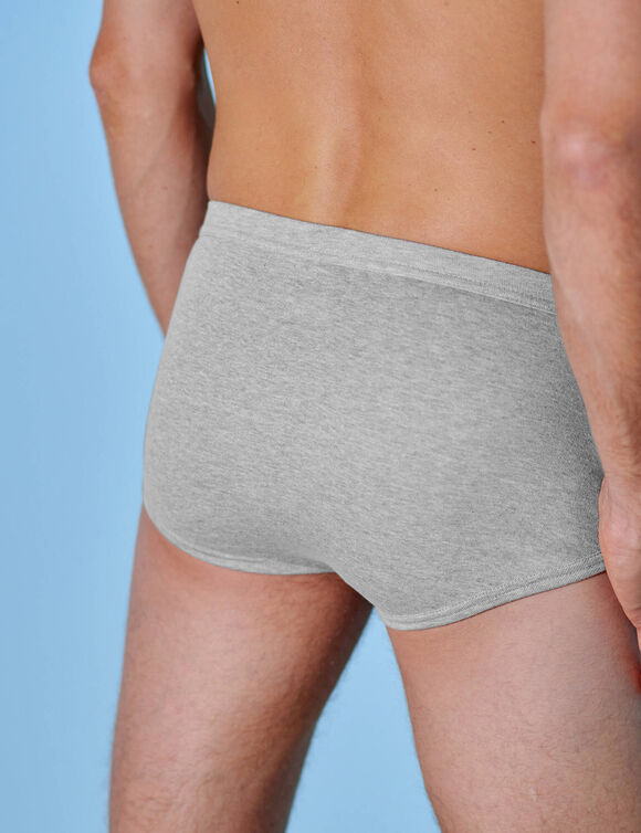 Slip ouvert taille haute - lot de 3 (gris chiné)