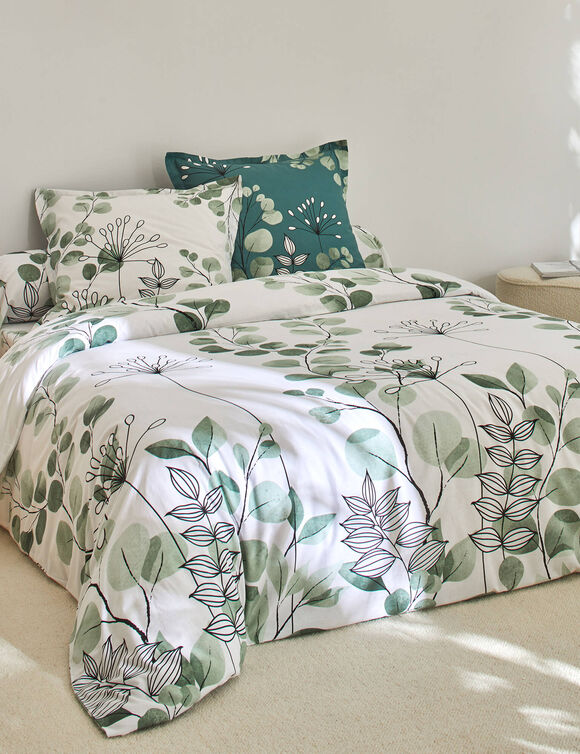 Bedlinnen Danae in bedrukt katoen (watergroen)