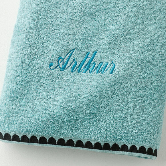 Serviettes de bain finition broderie fantaisie personnalis&eacute;es - 420g/m2 (lagon)