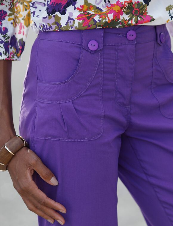 Pantacourt droit stretch (violet)