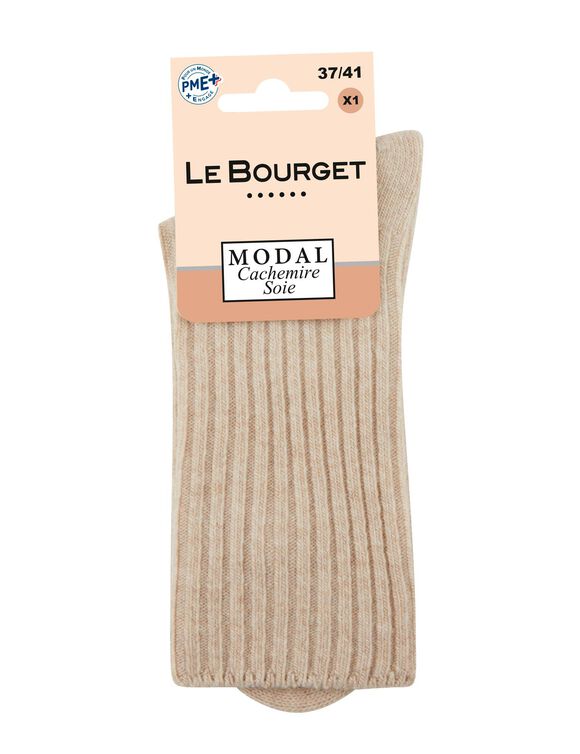 Modal-sokken met kasjmier en zijde (chin&eacute; beige)