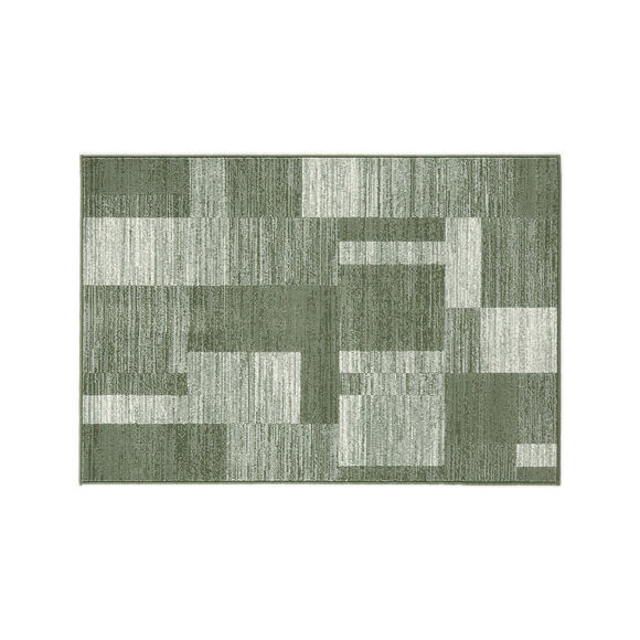Tapis d&eacute;coratif motif patchwork (vert)