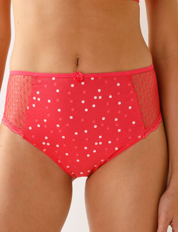 Maxislip in kant en katoen, effen en met stippenprint, Tropea - set van 4 (roze)