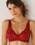 Soutien-gorge forme crois&eacute;e imprim&eacute; animalier brod&eacute; Olbia - sans armatures (bordeaux)