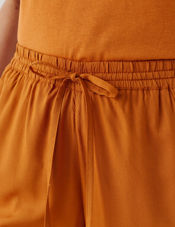 Pantalon large fluide uni (safran)