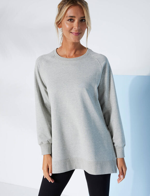 Sweat en molleton, longueur tunique (gris chiné)