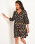 Robe manches blousantes, imprimé fleuri (noir / miel)