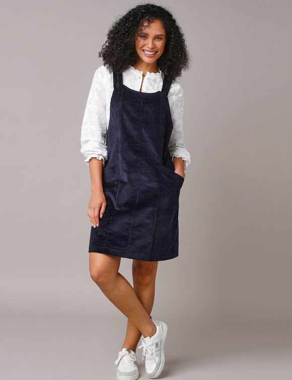 Robe chasuble évasée, velours côtelé (marine)