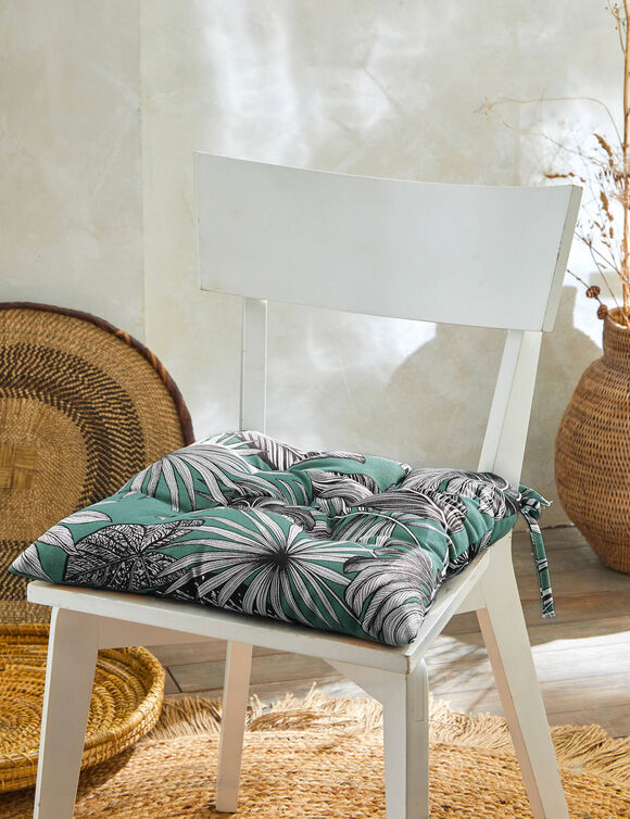 Stoelkussentje met tropische print - set van 2 (groen)