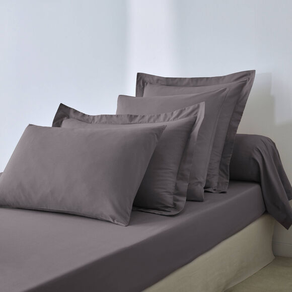 Drap-housse uni polyester - coton bonnet 32 cm (anthracite)
