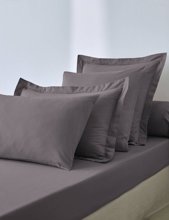 Drap-housse uni polyester-coton 57 fils/cm&sup2; - bonnet 32 cm (anthracite)