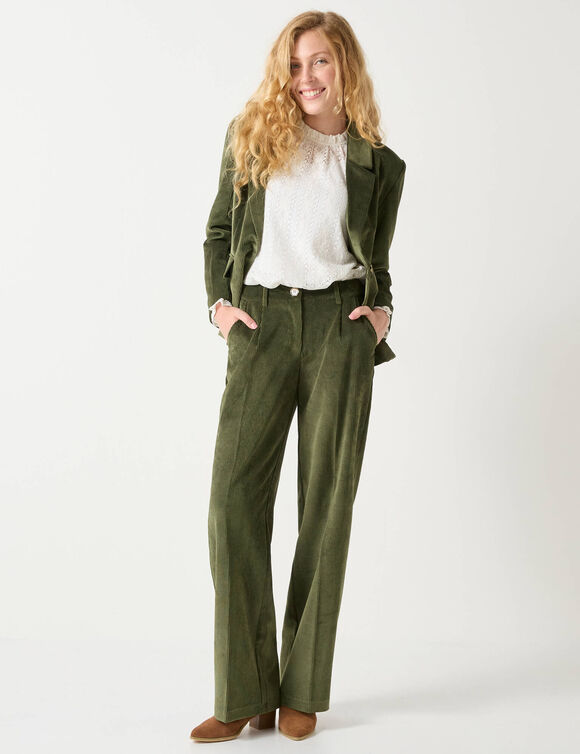 Pantalon large velours (vert)
