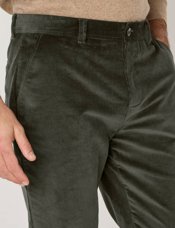 Pantalon chino velours fines c&ocirc;tes  (vert gris&eacute;)