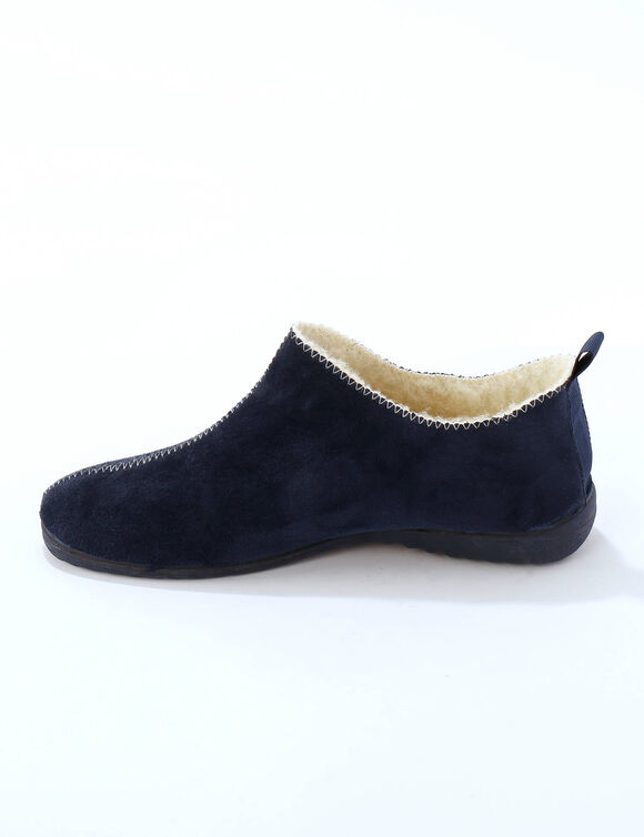 Chaussons bottillons fourr&eacute;s, su&eacute;dine (bleu)