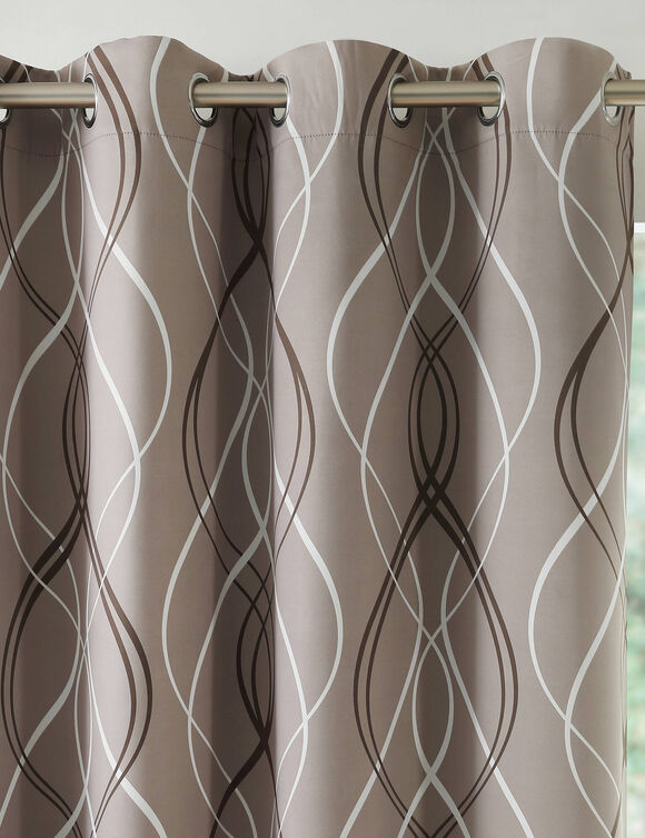 Verduisterend gordijn met golvende motieven (taupe)