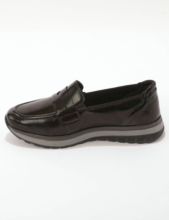Mocassins met sleehak, extra brede breedte (zwart)