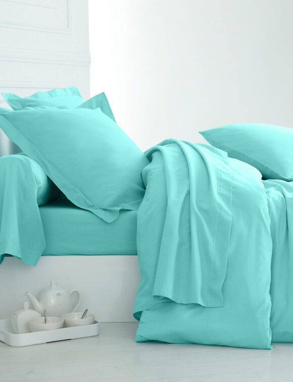 Linge de lit uni coton  (lagon)