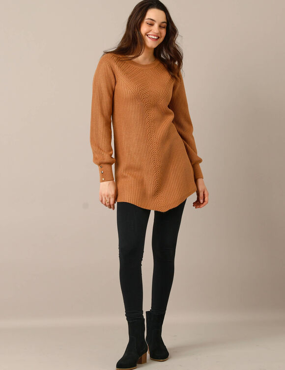 Pull-tunique maille fantaisie  (noisette)
