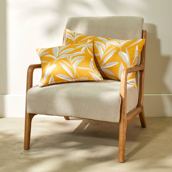 Housse de coussin imprim&eacute; feuillage (miel)