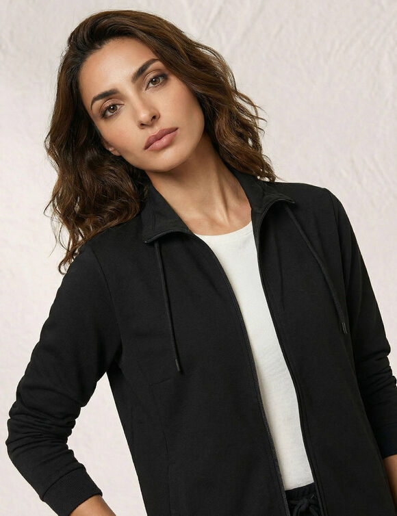 Sweat zipp&eacute;, col montant (noir)