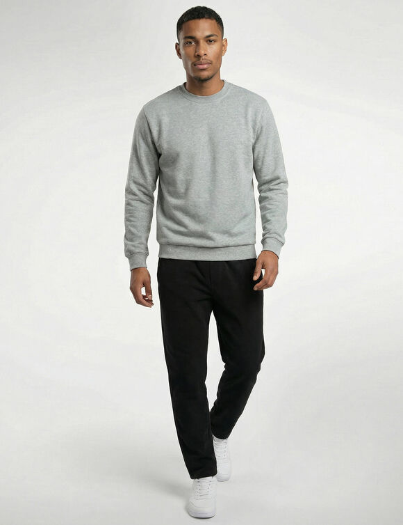 Sweat molleton col rond (gris chin&eacute;)