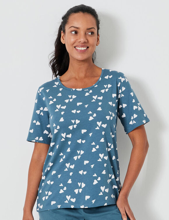 Pyjama court imprim&eacute; c&oelig;urs (&eacute;meraude / blanc)