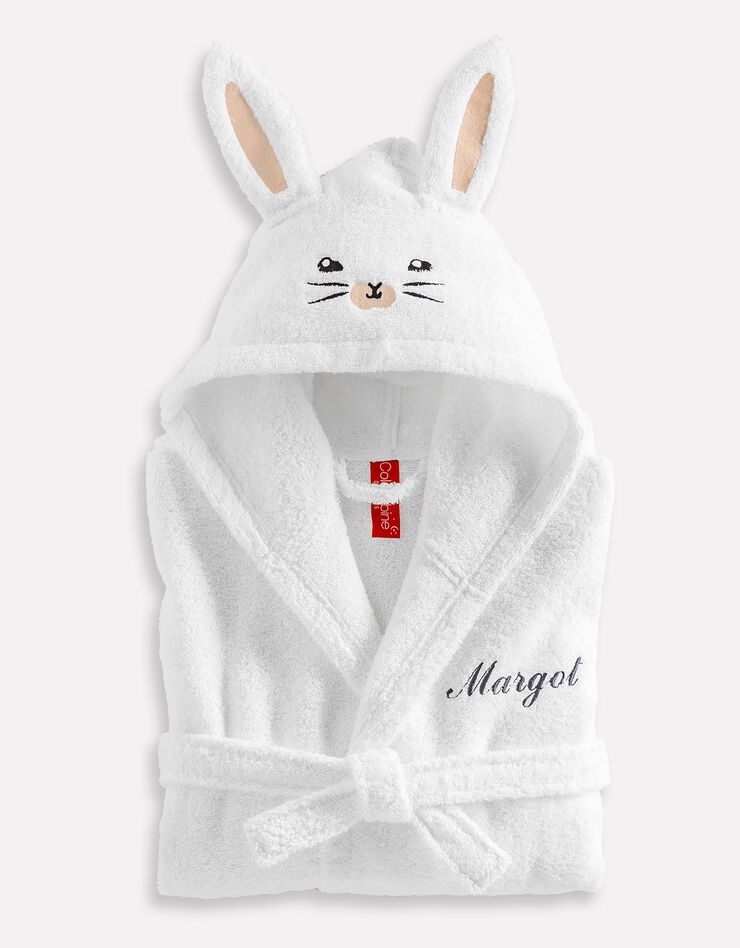Peignoir de bain enfant personnalisable lapin à capuche (blanc)