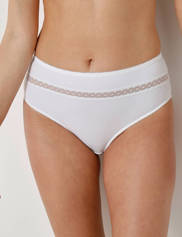 Paia microvezel en plumetis tule slip met hoge taille - set van 2 (wit)