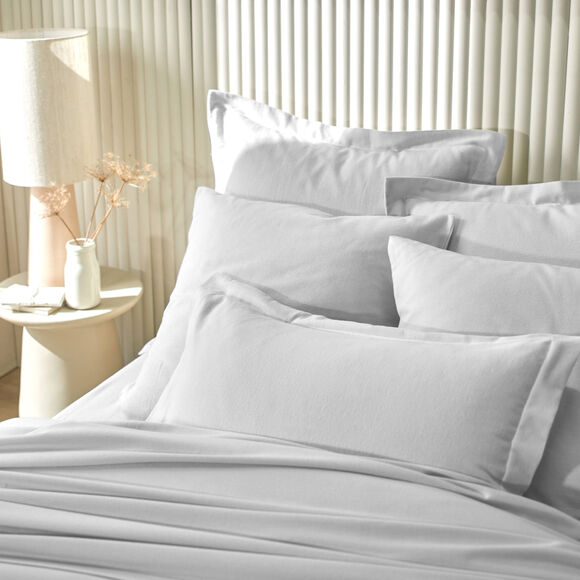 Linge de lit uni flanelle (gris clair)